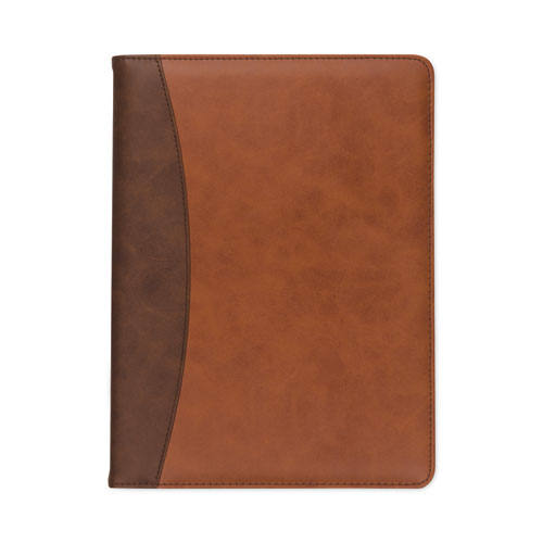 Samsill Two-Tone Padfolio with Spine Accent, 10.6w x 14.25h, Polyurethane, Tan/Brown