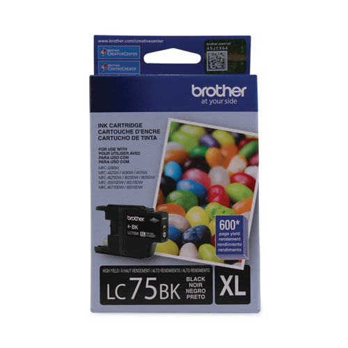 Brother LC75BKS Innobella High-Yield Ink, 600 Page-Yield, Black