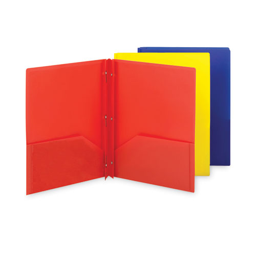 Smead Poly Two-Pocket Folder with Fasteners, Accommodates (130) 11 x 8.5 Sheets, Assorted Colors, 6/Pack