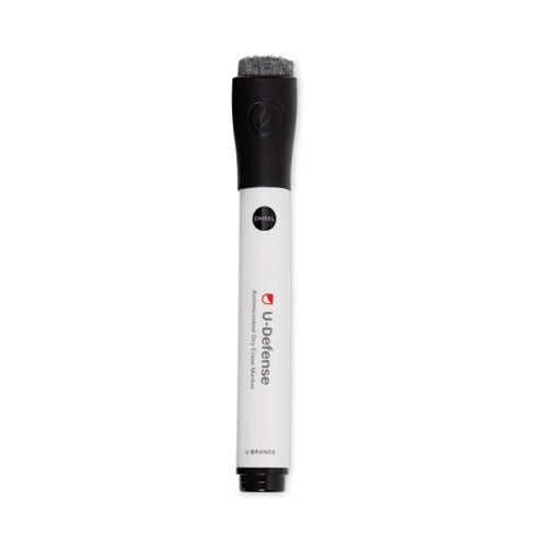 U Brands U-Defense Antimicrobial Dry-Erase Markers, Broad Chisel Tip, Black, 12/Pack