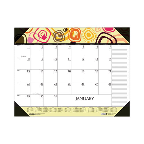 House of Doolittle Recycled Desk Pad Calendar, Geometric Artwork, 22 x 17, White Sheets, Black Binding/Corners,12-Month (Jan to Dec): 2026