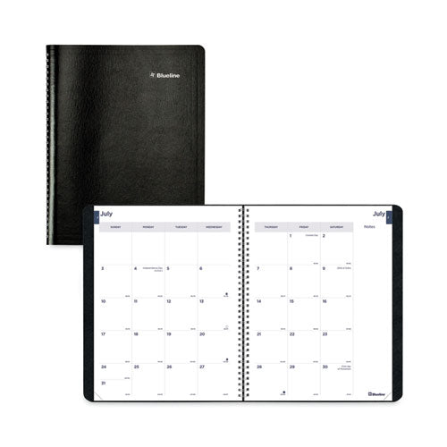 Blueline Academic Monthly Planner, 11 x 8.5, Black Cover, 14-Month: July 2025 to Aug 2026