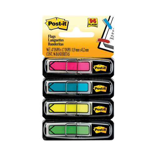 Post-it Flags Arrow 0.5" Page Flags, Four Assorted Bright Colors, 24/Color, 96 Flags/Pack