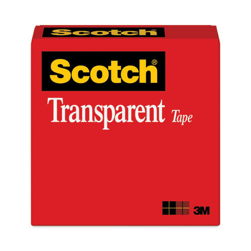 Scotch Transparent Tape, 3" Core, 1" x 72 yds, Transparent