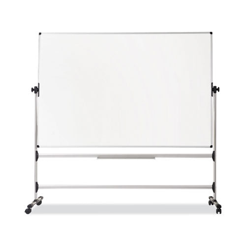 MasterVision Earth Silver Easy Clean Mobile Revolver Dry Erase Boards, 36" x 48", White Surface, Natural Steel Frame