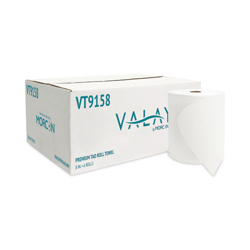 Morcon Tissue Valay Universal TAD Roll Towels, 1-Ply, 8 x 600 ft, White, 6 Rolls/Carton