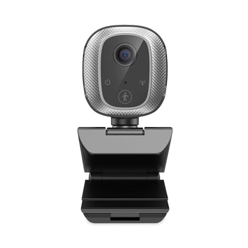 Adesso CyberTrack M1 HD Fixed Focus USB Webcam with AI Motion/Facial Tracking, 1920 pixels x 1080 pixels, 2.1 Mpixels, Black/Silver