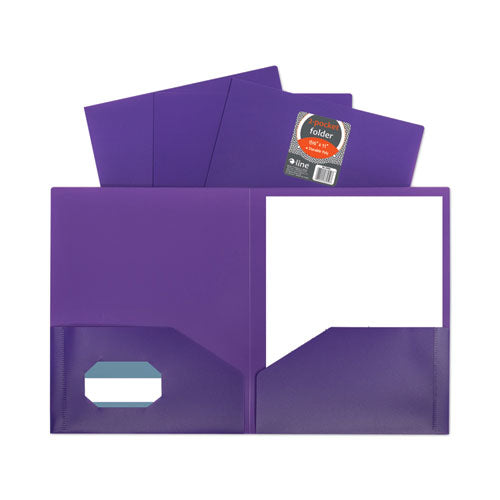 C-Line Two-Pocket Heavyweight Poly Portfolio Folder, Accommodates 11 x 8.5 Sheets, Purple, 25/Box