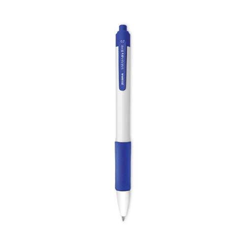 Zebra Sarasa Dry X20+ Gel Pen with Antimicrobial Product Protection, Retractable, Fine 0.7 mm, Blue Ink, White/Blue Barrel, Dozen