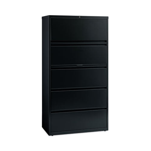 Hirsh Industries Lateral File Cabinet, 5 Letter/Legal/A4-Size File Drawers, Black, 36 x 18.62 x 67.62
