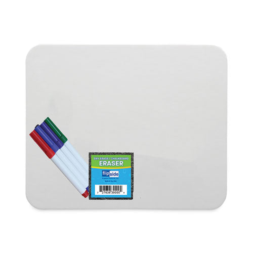 Flipside Magnetic Dry Erase Board Set with Assorted Color Markers, 12" x 9", White Surface, 12/Pack