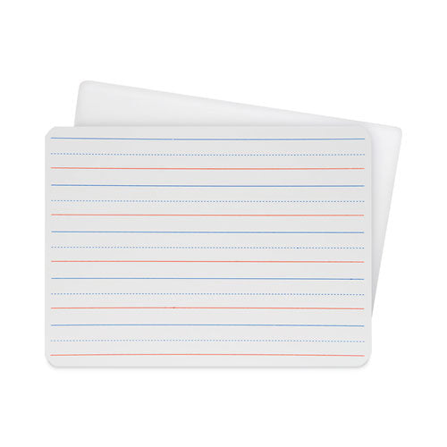 Flipside Two-Sided Red/Blue Ruled Dry Erase Board, 12" x 9", White Surface, 12/Pack
