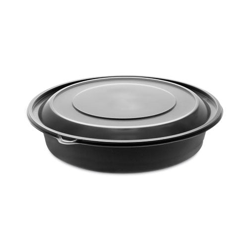 Pactiv Evergreen EarthChoice MealMaster Container with Lid, 48 oz, 9" Diameter x 2.12" h, Black/Clear, Plastic, 150/Carton