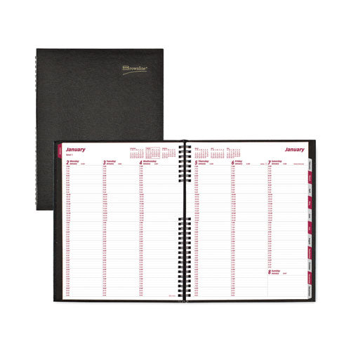 Brownline CoilPro Weekly Appointment Book in Columnar Format, 11 x 8.5, Black Lizard-Look Cover, 12-Month (Jan to Dec): 2026