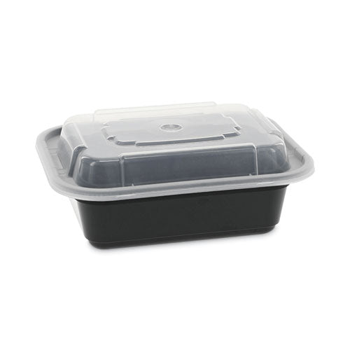 Pactiv Evergreen Newspring VERSAtainer Microwavable Containers, 12 oz, 5.8 x 4.6 x 2.3, Black/Clear, Plastic, 150/Carton