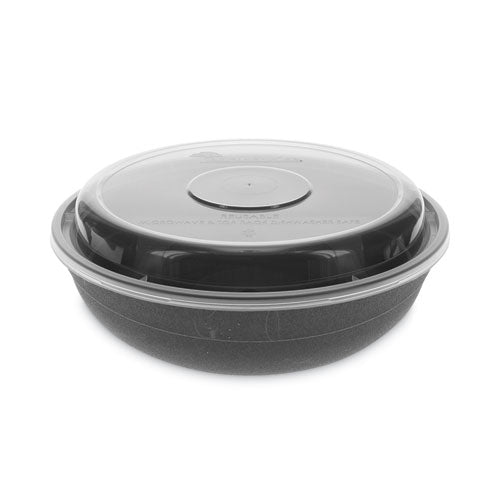 Pactiv Evergreen EarthChoice Versa2Go Microwaveable Container, 30 oz, 6.8 x 6.8 x 2.2, Black/Clear, Plastic, 150/Carton