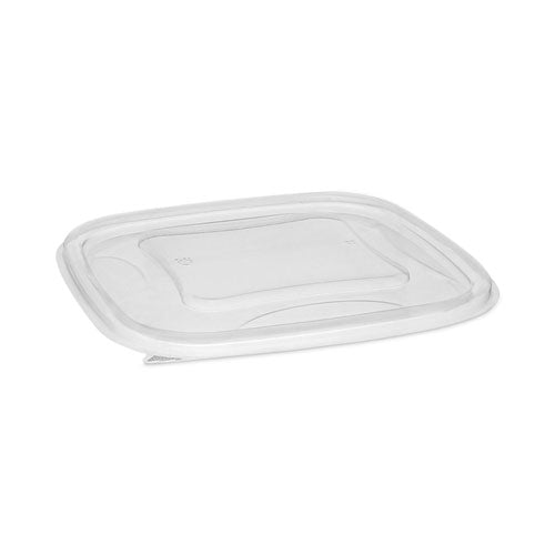 Pactiv Evergreen EarthChoice Square Recycled Bowl Flat Lid, 7.37 x 7.37 x 0.26, Clear, Plastic, 300/Carton