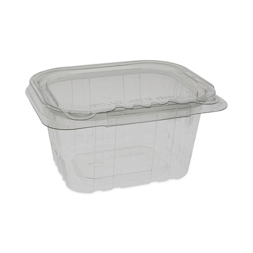Pactiv Evergreen EarthChoice Tamper Evident Recycled Hinged Lid Deli Container, 16 oz, 5.37 x 4.5 x 2.62, Clear, Plastic, 304/Carton