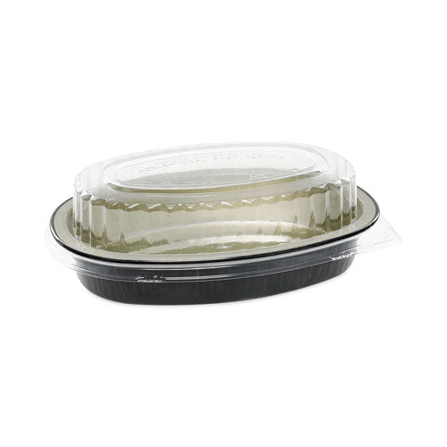 Pactiv Evergreen Classic Carry-Out Container, 16 oz, 6.9 x 4.6 x 3, Black/Gold, Aluminum, 100/Carton