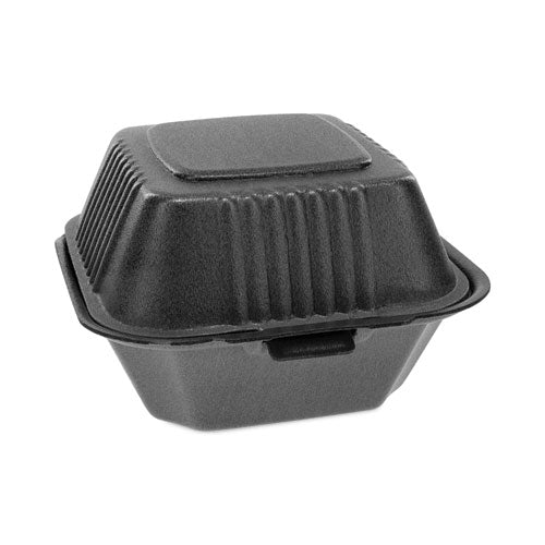 Pactiv Evergreen SmartLock Foam Hinged Lid Container, Sandwich, 5.8 x 5.8 x 3.3, Black, 504/Carton