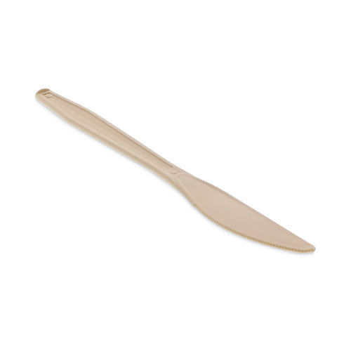 Pactiv Evergreen EarthChoice PSM Cutlery, Heavyweight Knife, Plastic, Tan, 1,000/Carton