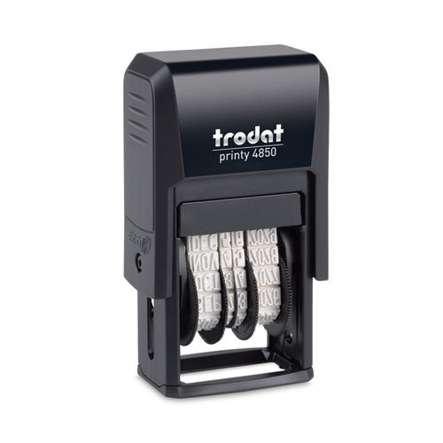 Trodat Printy Economy Micro 5-in-1 Date Stamp, Self-Inking, 1" x 0.75", Blue/Red