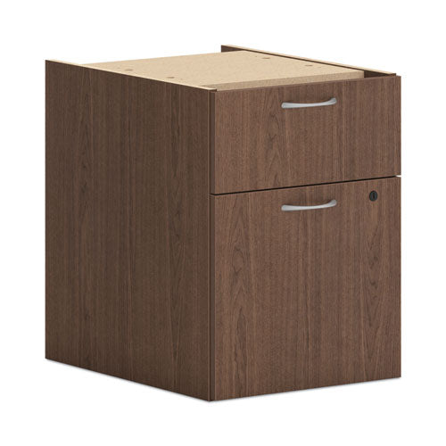 HON Mod Support Pedestal, Left or Right, 2-Drawers: Box/File, Legal/Letter, Sepia Walnut, 15" x 20" x 20"