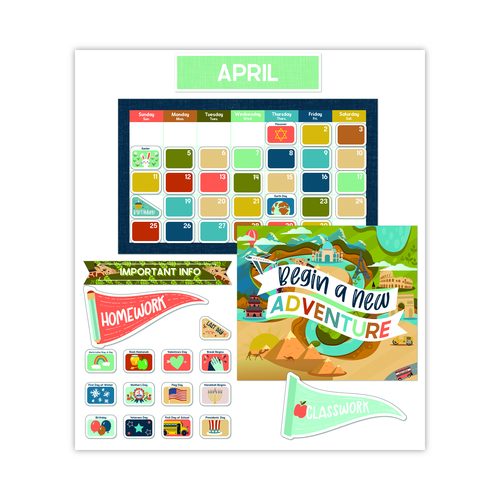 Carson-Dellosa Education Calendar Bulletin Board Sets, 123-Piece Set, Let's Explore, 23" x 13", Multicolor