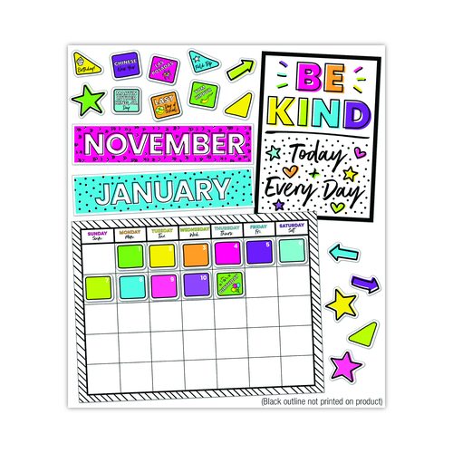 Carson-Dellosa Education Calendar Bulletin Board Sets, 129-Piece Set, Kind Vibes, 23" x 17", Multicolor