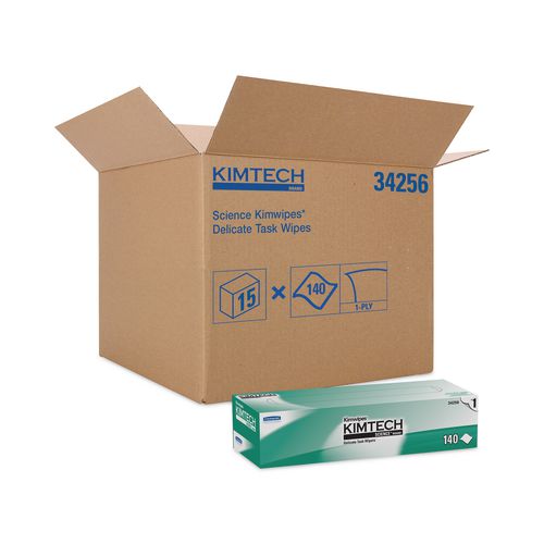 Kimtech Kimwipes Delicate Task Wipers, 1-Ply, 14.7 x 16.6, Unscented, White, 144/Box, 15 Boxes/Carton