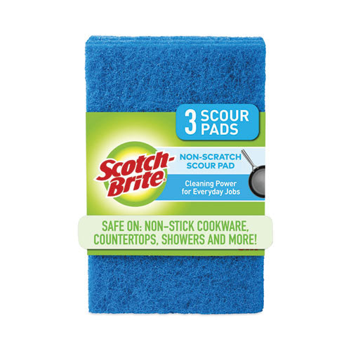 Scotch-Brite Non-Scratch Scour Pads, 3 x 6, Blue, 10/Carton