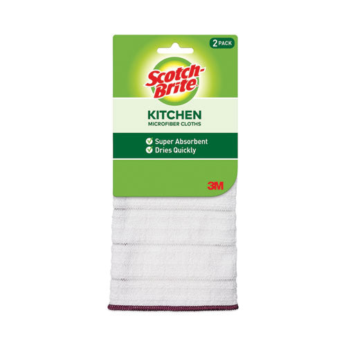 Scotch-Brite Kitchen Cleaning Cloth, Microfiber, 11.4 x 12.4, White, 2/Pack, 12 Packs/Carton