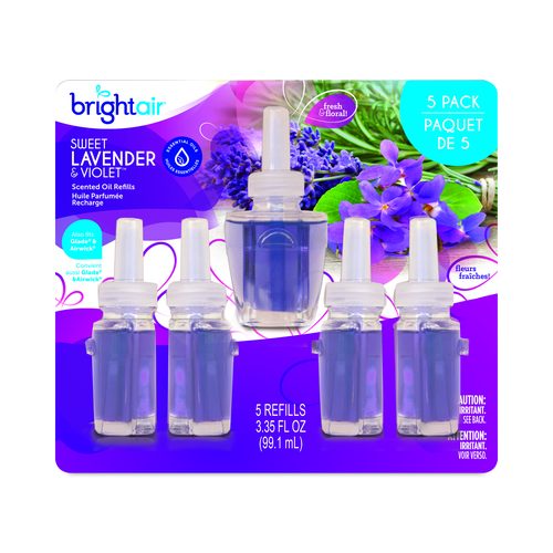 BRIGHT Air Electric Scented Oil Air Freshener Refill, Sweet Lavender and Violet, 0.67 oz Bottle, 5/Pack, 6 Pack/Carton