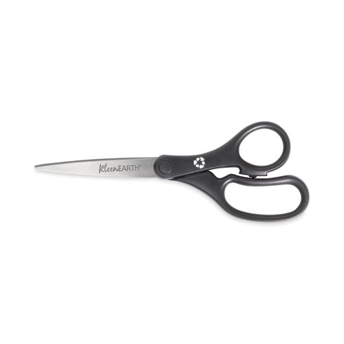 Westcott KleenEarth Basic Plastic Handle Scissors, 8" Long, 3.25" Cut Length, Straight Black Handle, 3/Pack