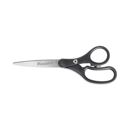 Westcott KleenEarth Basic Plastic Handle Scissors, 8" Long, 3.25" Cut Length, Straight Black Handle