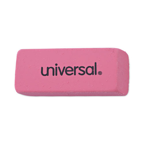 Universal Bevel Block Erasers, For Pencil Marks, Slanted-Edge Rectangular Block, Large, Pink, 20/Pack