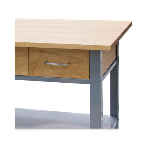 Vertiflex Countertop Serving Cart, Wood, 3 Shelves, 3 Drawers, 35.5" x 19.75" x 34.25", Oak/Gray