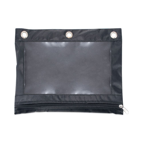 Advantus Binder Pencil Pouch, 3-Hole Punched, 10" x 7.38", Black/Clear, 3/Pack