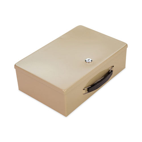 CONTROLTEK Heavy Duty Fire Retardant Box, 1 Compartment, Key Lock, 12.75" x 8.25" x 4", Sand