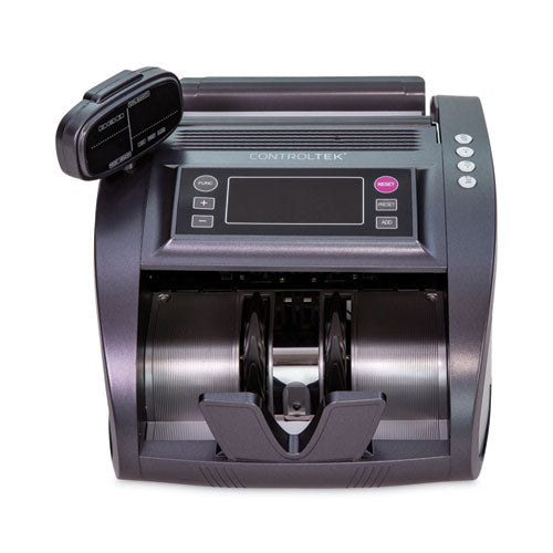 CONTROLTEK 4820 Bill Counter with Counterfeit Detection, 1,200 bills/min, 11.41" x 9.45" x 8.66", Charcoal Gray