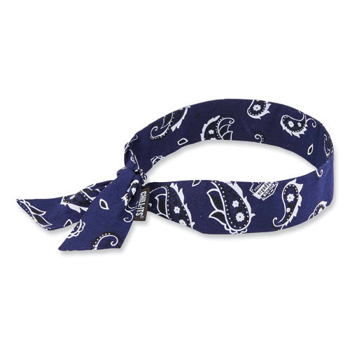 ergodyne Chill-Its 6700 Cooling Bandana Polymer Tie Headband, One Size Fits Most, Navy Western