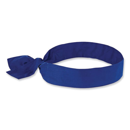 ergodyne Chill-Its 6700 Cooling Bandana Polymer Tie Headband, One Size Fits Most, Solid Blue
