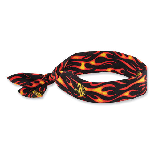 ergodyne Chill-Its 6700 Cooling Bandana Polymer Tie Headband, One Size Fits Most, Flames
