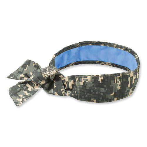 ergodyne Chill-Its 6700CT Cooling Bandana PVA Tie Headband, One Size Fits Most, Camo