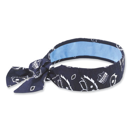 ergodyne Chill-Its 6700CT Cooling Bandana PVA Tie Headband, One Size Fits Most, Navy Western