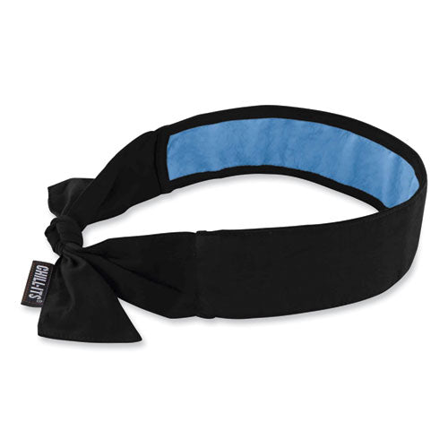 ergodyne Chill-Its 6700CT Cooling Bandana PVA Tie Headband, One Size Fits Most, Black
