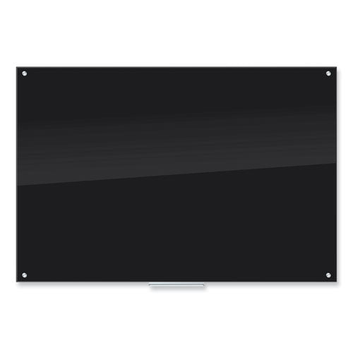 U Brands Black Glass Dry Erase Board, 72" x 48" (Actual Size: 70" x 47"), Black Surface
