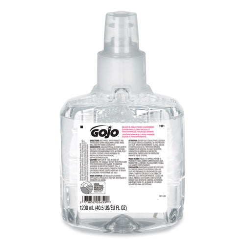 GOJO Clear and Mild Foam Handwash Refill, For LTX-12 Dispenser, Fragrance-Free, 1,200 mL