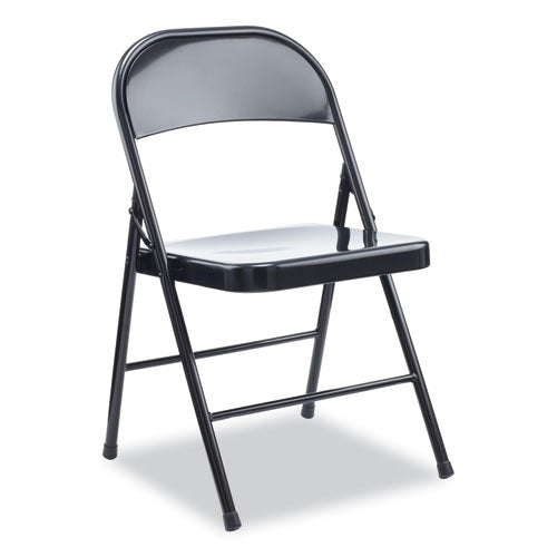 Alera Armless Steel Folding Chair, Supports Up to 275 lb, Black Seat, Black Back, Black Base, 4/Carton