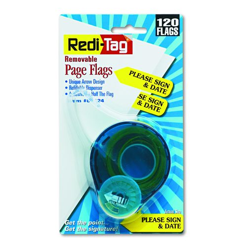 Redi-Tag Arrow Message Page Flags in Dispenser, "Please Sign and Date", Yellow, 120 Flags